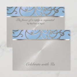 Wirbel der Quinceanera Light Blue und Silver Filig Einladung