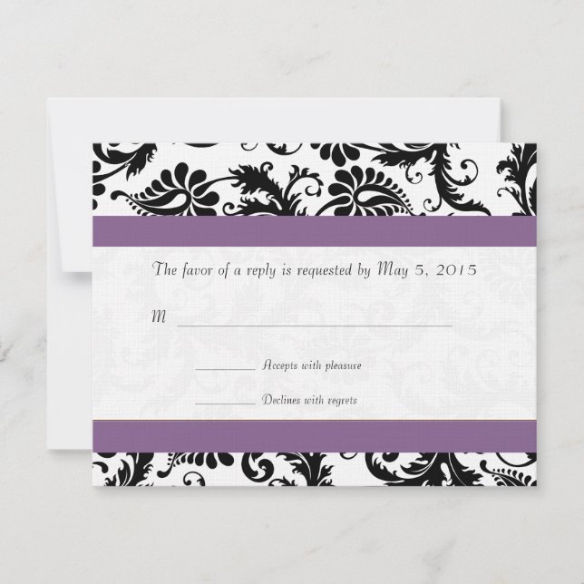 Wirbel der Traubenentleerung Black Damask RSVP Karte (Vorderseite)