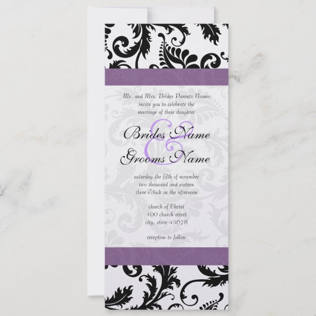 Wirbel der Traubenschmiede Black Damask Einladung  (Vorderseite)