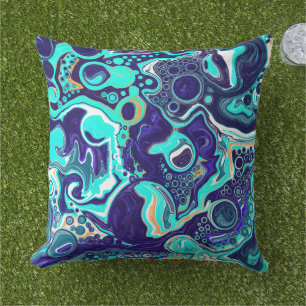 Wirbel des Aquamarinen Ozeans Fluid Art Kissen