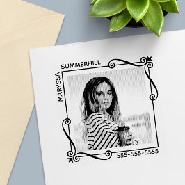 Wirbel Ecke Quadrat Rahmen Benutzerdefinierter Fot Permastempel