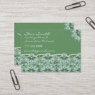 Wirbel floral paisly Sage Green Visitenkarte