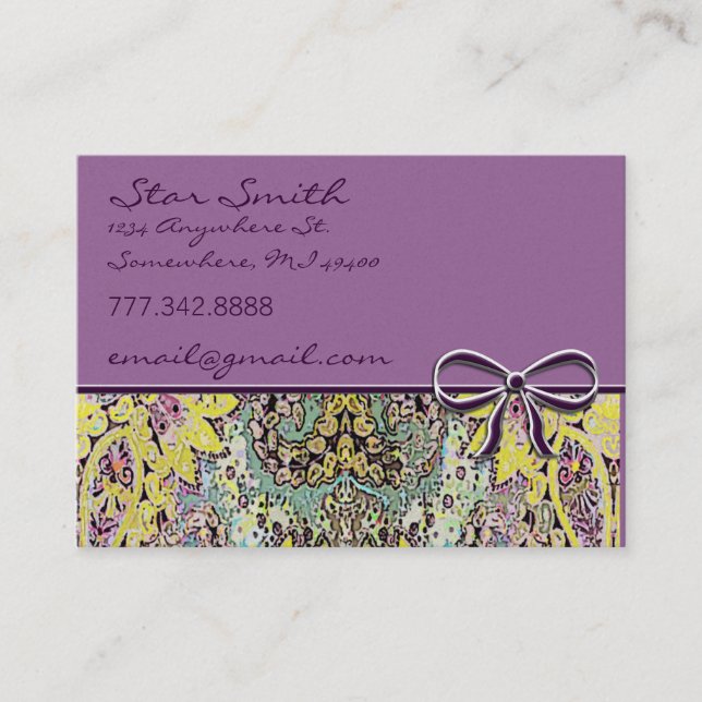 Wirbel Floral Vintag Paisley Visitenkarte (Vorderseite)