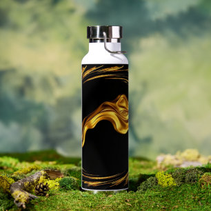 Wirbel Flüssig Gold Schwarz Monoch Achem Opulenter Trinkflasche