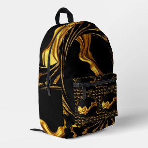 Wirbel Flüssiges Gold Schwarz Monochrom Christian  Bedruckter Rucksack