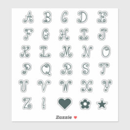 Wirbel Forest Green Schriftart Alphabet Initial Mo Aufkleber