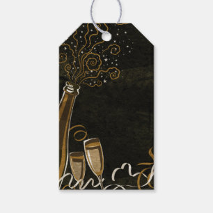 Wirbel für Black and Gold Champagne Geschenkanhänger