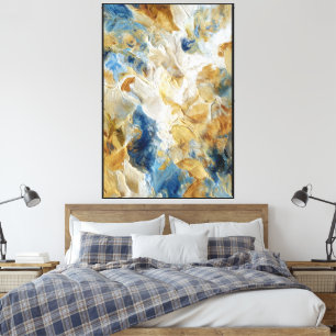 Wirbel & Glanz: Blaue Gold-Textur-Abstrakte Kunst  Leinwanddruck