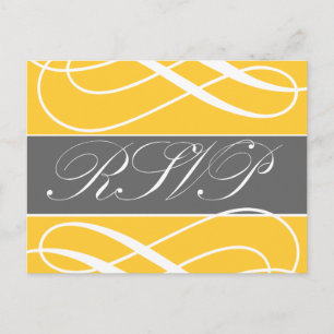 Wirbel Hochzeiten RSVP Postkarten Gelb grau