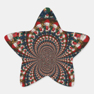 Wirbel im Urlaub Retro Christmas Art Stationery Se Stern-Aufkleber