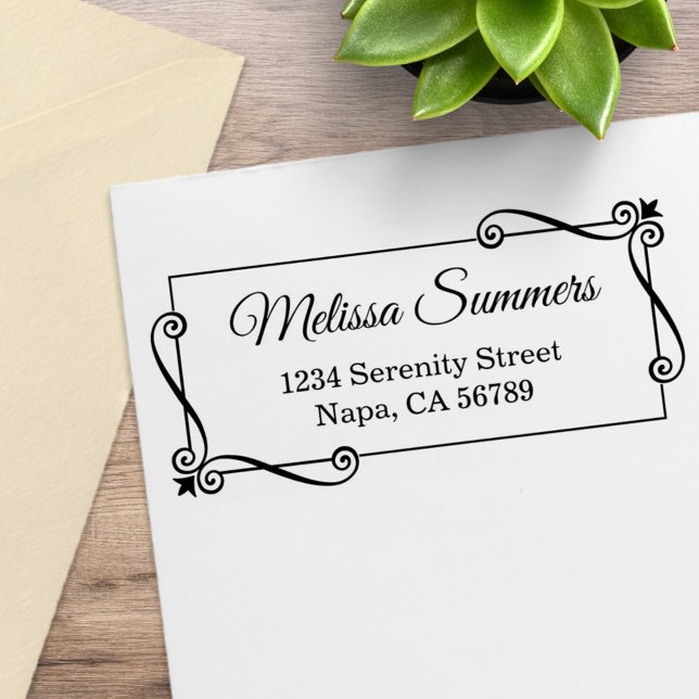 Wirbel in der Ecke Rücksendeadresse Gummistempel (Von Creator hochgeladen)