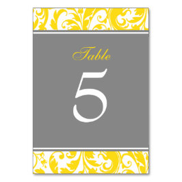 Wirbel in Gelb und Grau Tischnummer