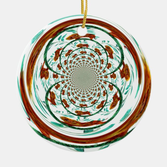 Wirbel Lions Wildlife Pattern Keramik Ornament (Vorne)