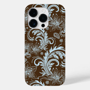 Wirbel mit hellblauer Blüte in Braun Case-Mate iPhone 14 Pro Hülle