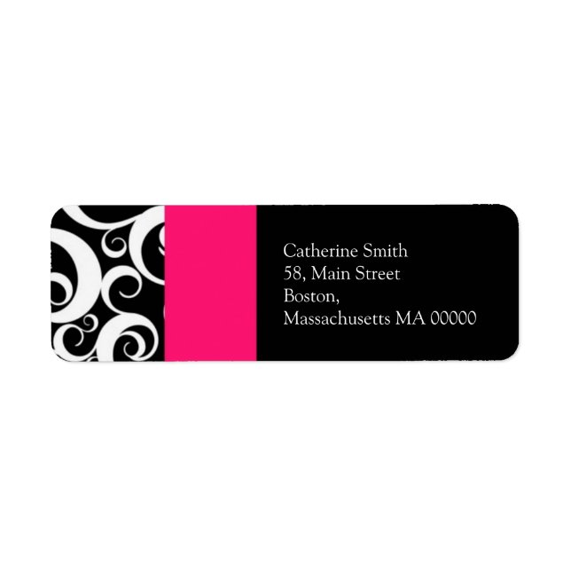 Wirbel mit Hot-Pink- und Black-Damask-Namen (Vorne)
