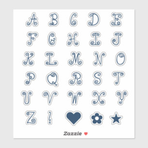 Wirbel Navy Blue Schriftart Alphabet Initial Monog Aufkleber