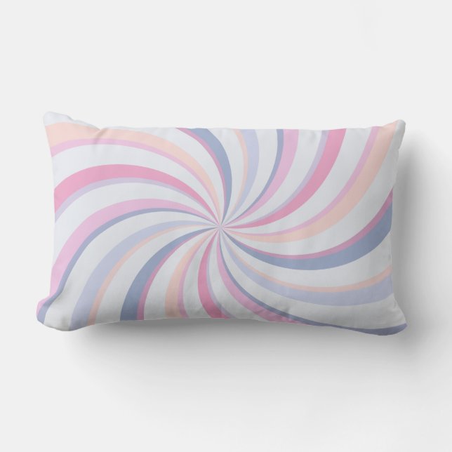 Wirbel Pink Blue Peach Lendenkissen (Vorderseite)