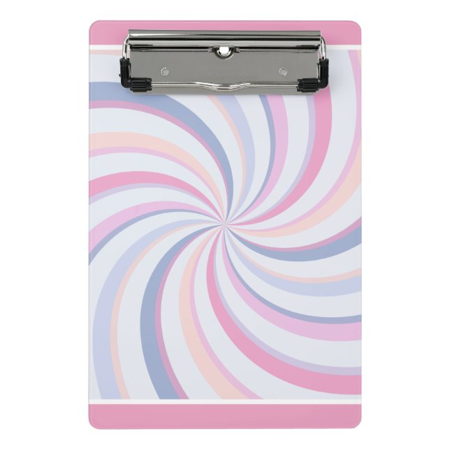 Wirbel Pink Blue Peach Mini Klemmbrett (Vorderseite)