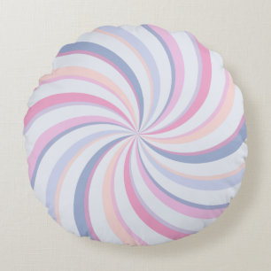 Wirbel Pink Blue Peach Rundes Kissen