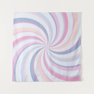 Wirbel Pink Blue Peach Wandteppich