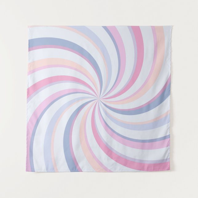 Wirbel Pink Blue Peach Wandteppich (Vorderseite)