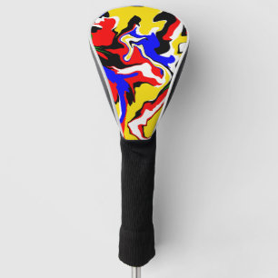 Wirbel rot, gelb, schwarz, blau und grün golf headcover