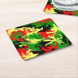 Wirbel rot, gelb, schwarz und grün rechteckiger pappuntersetzer