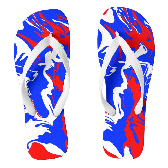 Wirbel Rot, Weiß und Blau Flip Flops (Fußbett)