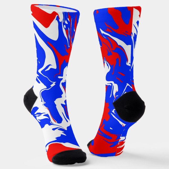 Wirbel Rot, Weiß und Blau Socken (Gewinkelt)