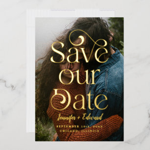 Wirbel Save the Date klassische Typografie Folieneinladung