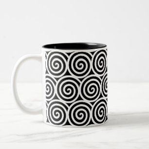 Wirbel Spiral Kreise auf Schwarz & Weiß Zweifarbige Tasse
