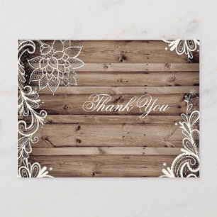 Wirbel Spitzenholz Land Hochzeit Dankeschön Postkarte