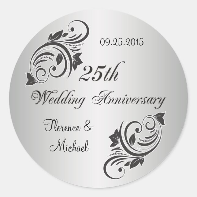 Wirbel und Blume, silberfarben Runder Aufkleber (Vorderseite)