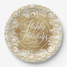 Wirbel und Gold Imitate Foliday Weihnachten Pappteller