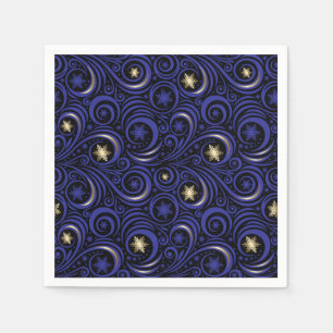 Wirbel und Schneeflocken Blau und Gold Serviette