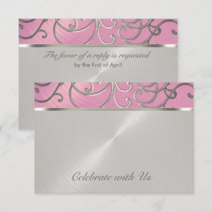 Wirbel von Quinceanera Lilac Pink und Silver Filig Einladung