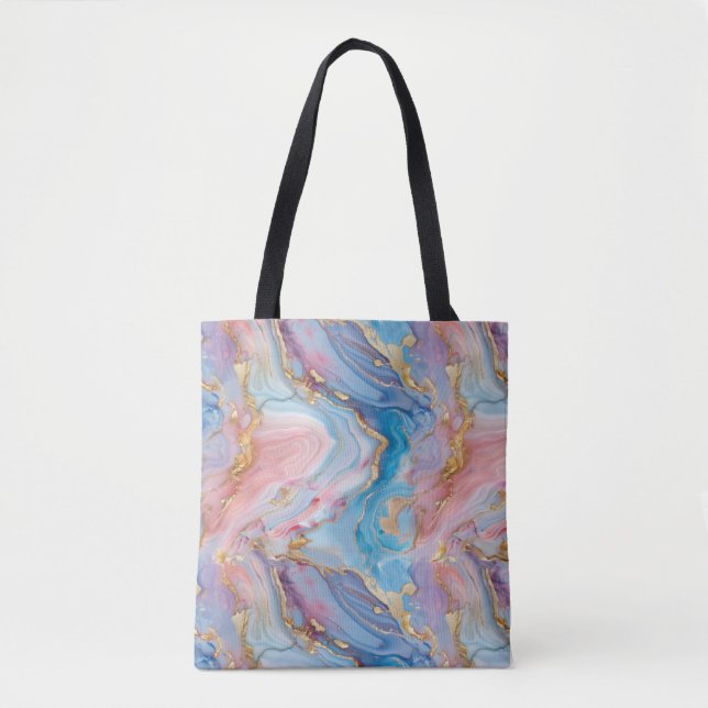 Wirbel von rosa, blau, goldfarben, erschaffen marm tasche (Vorderseite)