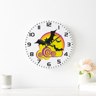 Wirbel zu Halloween-Night Vollmond Große Wanduhr
