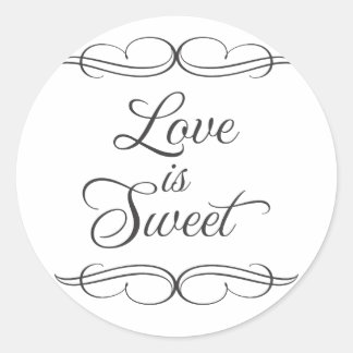 Wirbeliger klassischer Love is Sweet Candy Buffet Runder Aufkleber