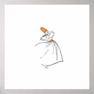 Wirbellose Dervish - verbrannte Orange Poster