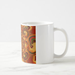 Wirbelnde abstrakte orange, braune und grüne Töne  Kaffeetasse