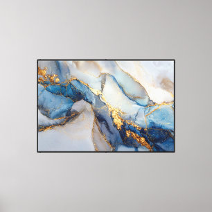 Wirbelnde Blaue und Goldene Geoden-inspirierte abs Leinwanddruck
