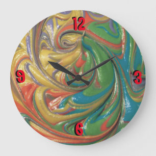wirbelnde Farbe Große Wanduhr