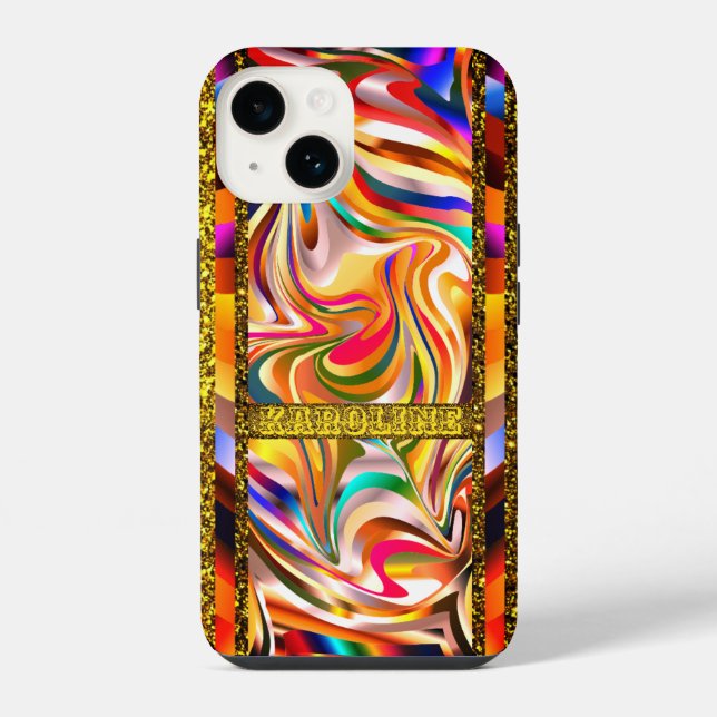 Wirbelnde Farben iPhone 14 Hülle (Rückseite)