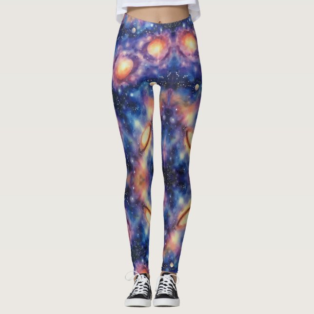 wirbelnde Galaxie Nahtloses Muster Leggings (Vorderseite)