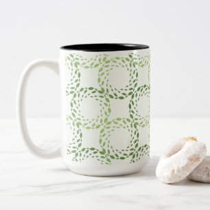 Wirbelnde grüne Blättermuster Zweifarbige Tasse