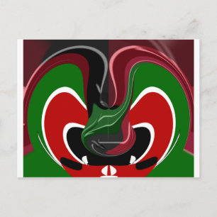 Wirbelnde kenianische Flagge: Eine moderne Motivku Postkarte