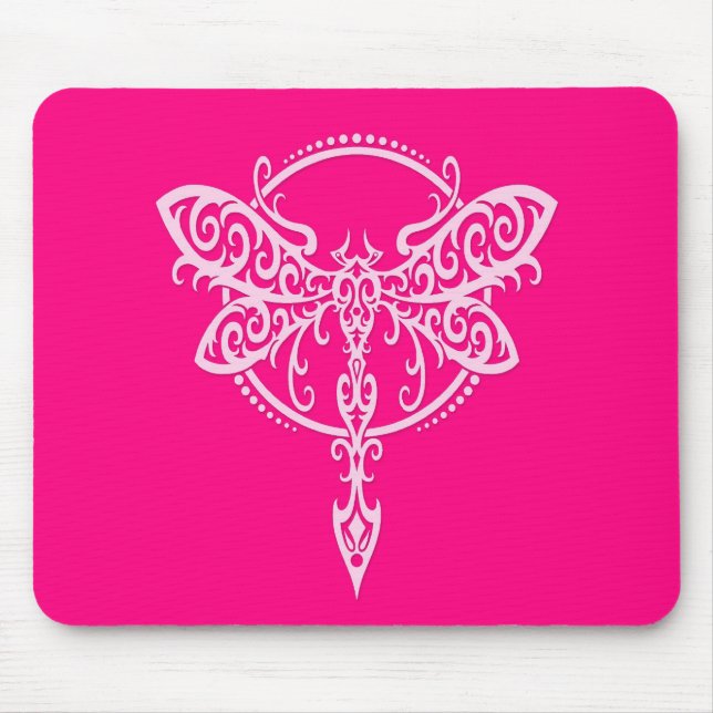 Wirbelnde rosa Libelle Mousepad (Vorne)
