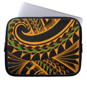 wirbelnde Stammes- polynesische tatoos in den Laptopschutzhülle