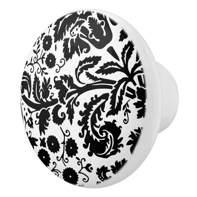Wirbelnder Blumenschwarzweiss-damast Keramikknauf (Rechts)
